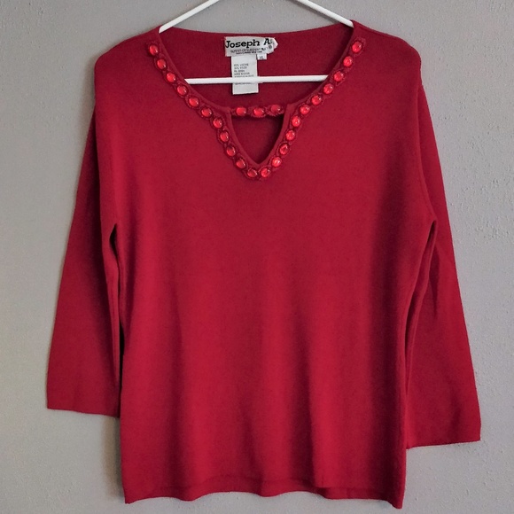 Joseph A embellished red sweater - Picture 1 of 7